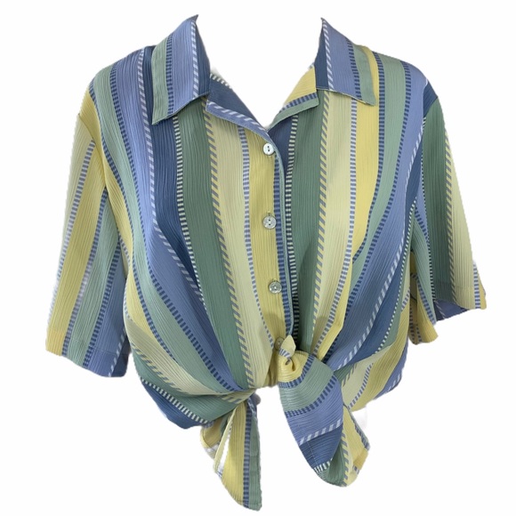 Vintage Striped Button Up Top - 80’s/90’s - Picture 1 of 6